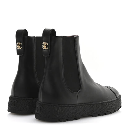 Chanel Calfskin Cap Toe CC Ankle Boots 40 Black 5 of 8