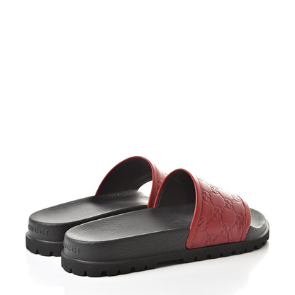Gucci Guccissima Signature Mens Lug Sole Slide Sandals 9 Hibiscus Red 4 of 7