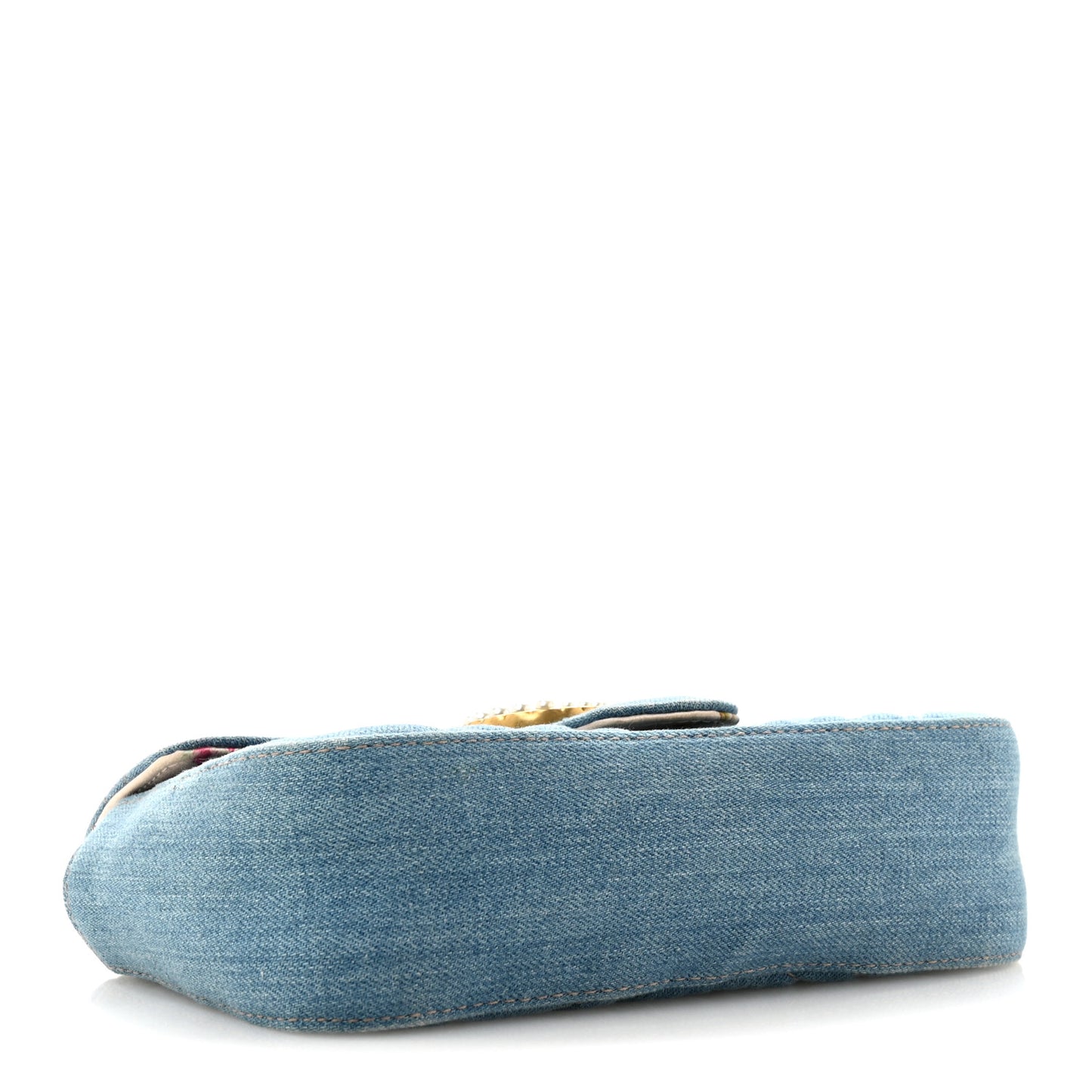 Denim Matelasse Mini Pearly GG Marmont Shoulder Bag Blue