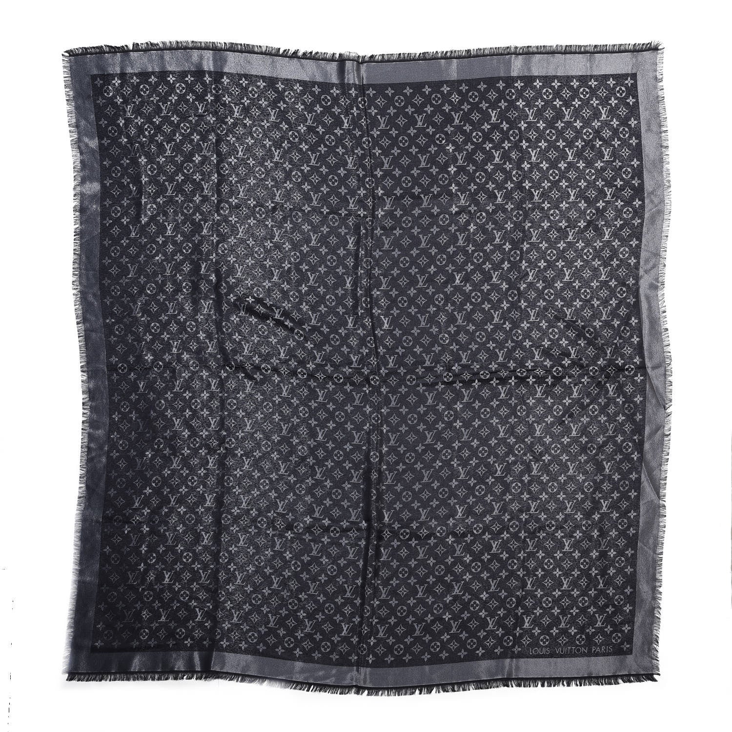 Louis Vuitton Silk Wool Monogram Denim Shawl Black 1 of 3