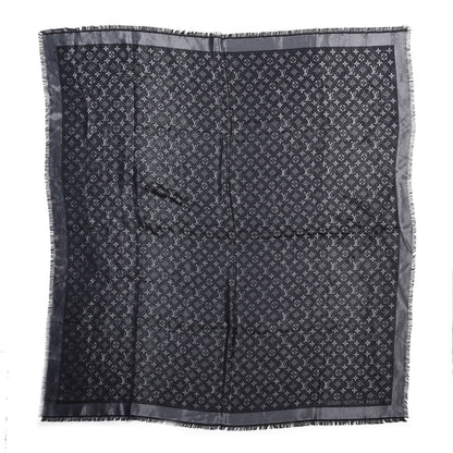 Louis Vuitton Silk Wool Monogram Denim Shawl Black 1 of 3