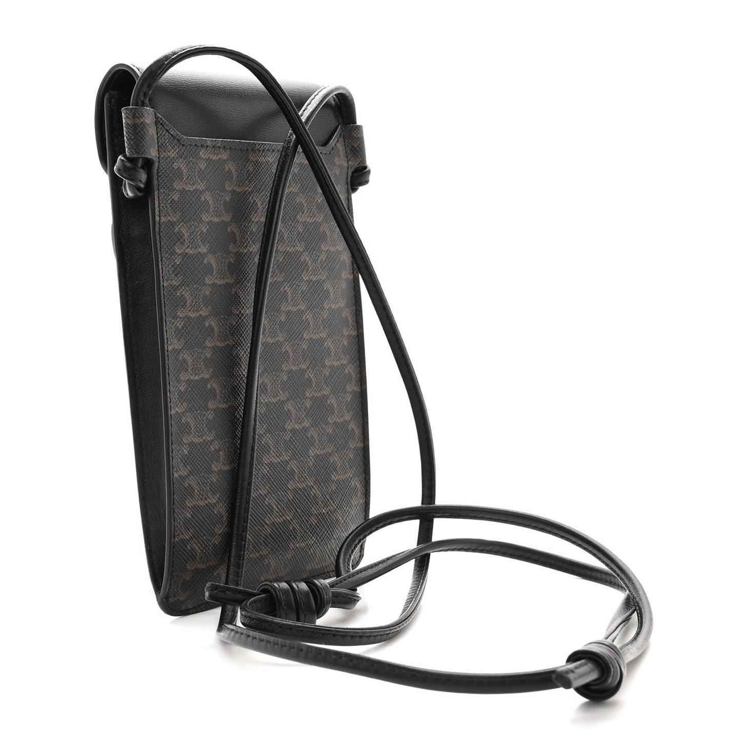 Triomphe Canvas Lambskin Phone Pouch With Flap Black