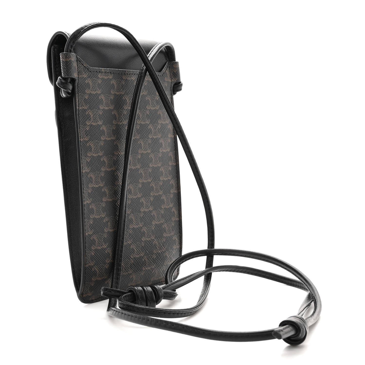 Celine Triomphe Canvas Lambskin Phone Pouch With Flap Black 3 of 11