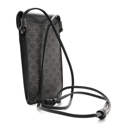 Celine Triomphe Canvas Lambskin Phone Pouch With Flap Black 3 of 11