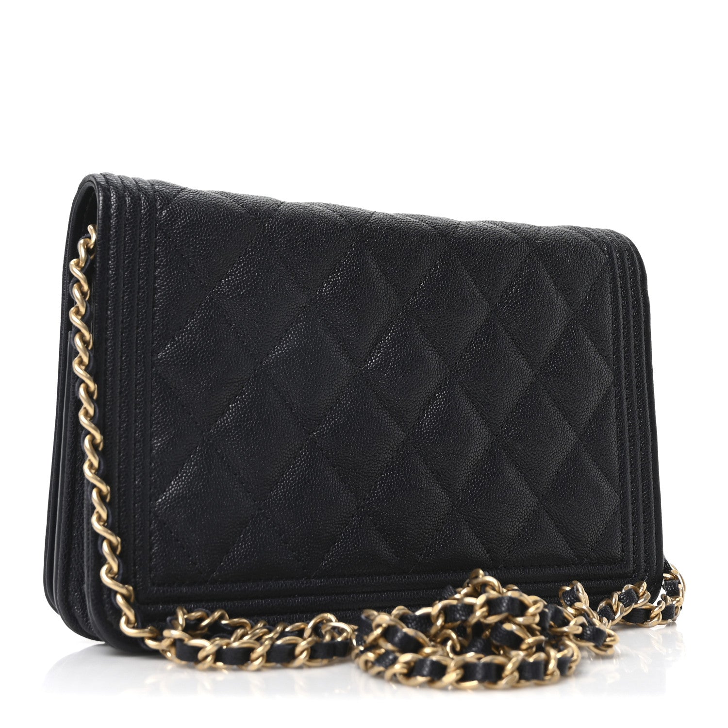 Chanel Caviar Quilted Boy Wallet On Chain WOC Navy 3 of 11