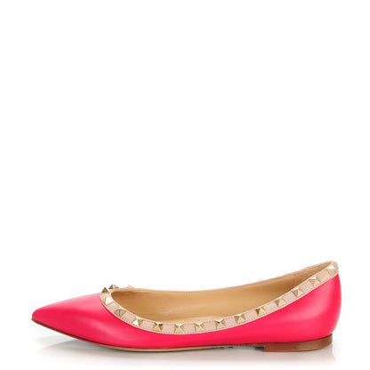 Valentino Garavani Calfskin Nappa Rockstud Ballerina Flats 38.5 Cyclamin Poudre 1 of 8