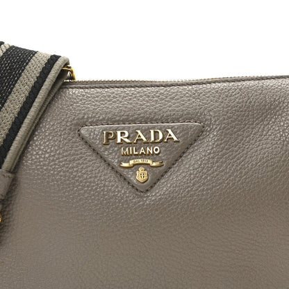 Prada Vitello Daino Soft Mini Zippered Shoulder Bag Clay Grey 8 of 10