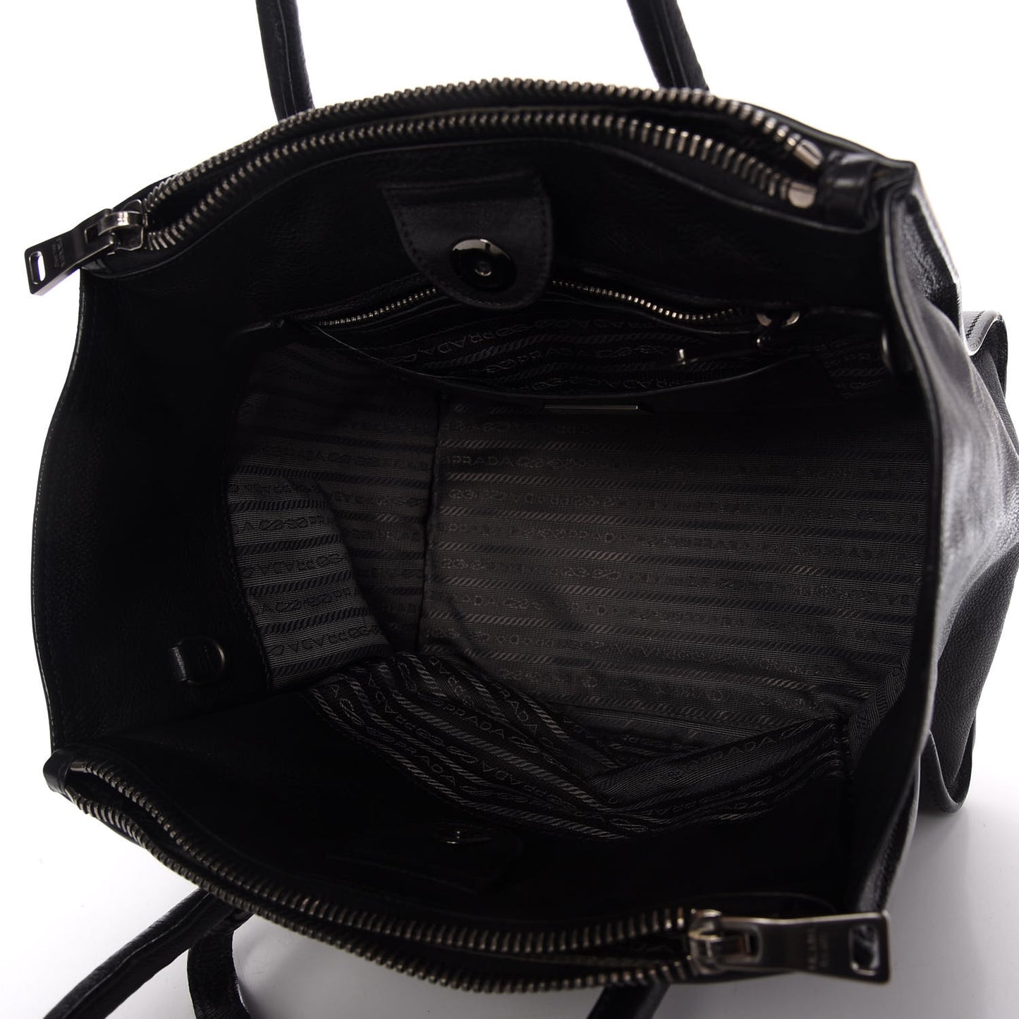 Glace Calf Twin Pocket Tote Black