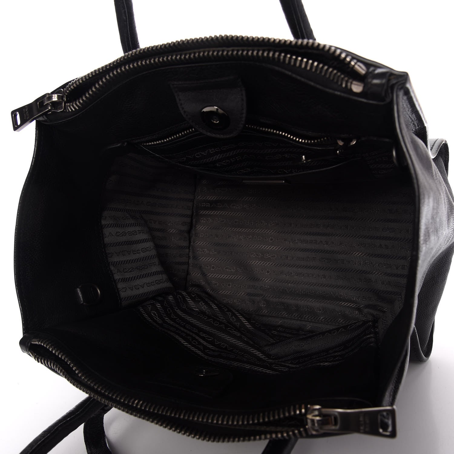 Prada Glace Calf Twin Pocket Tote Black 5 of 14