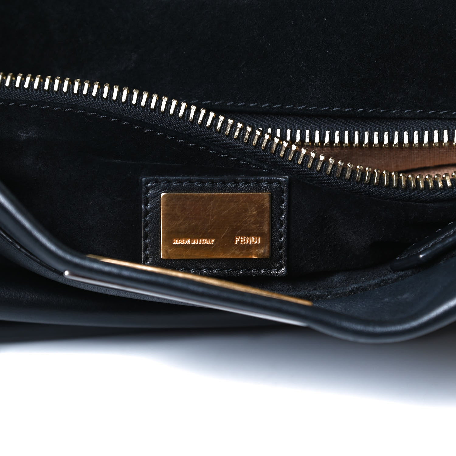 Fendi Vitello Suede Medium Peekaboo Iconic Satchel Black 5 of 13
