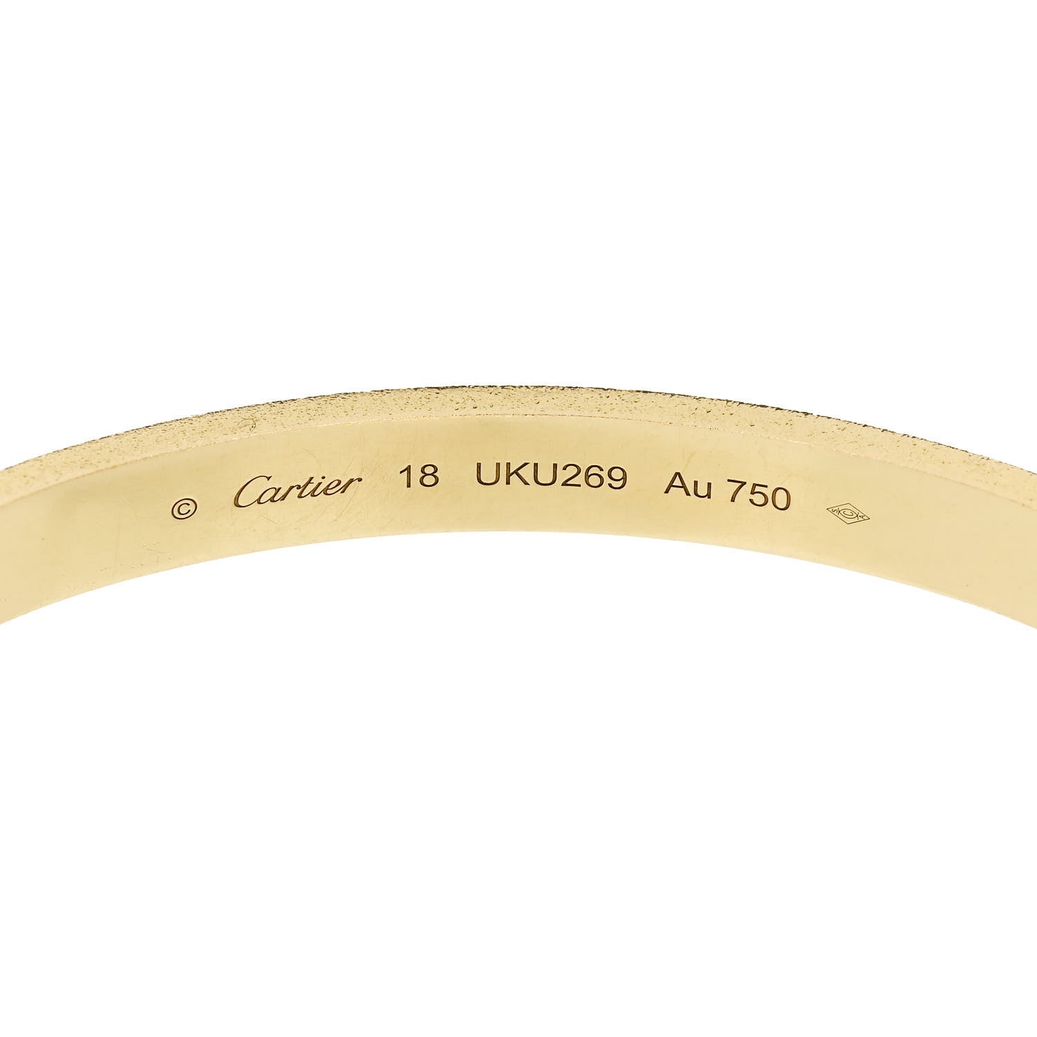 Cartier 18K Yellow Gold Brushed Finish LOVE Bracelet 18 6 of 9