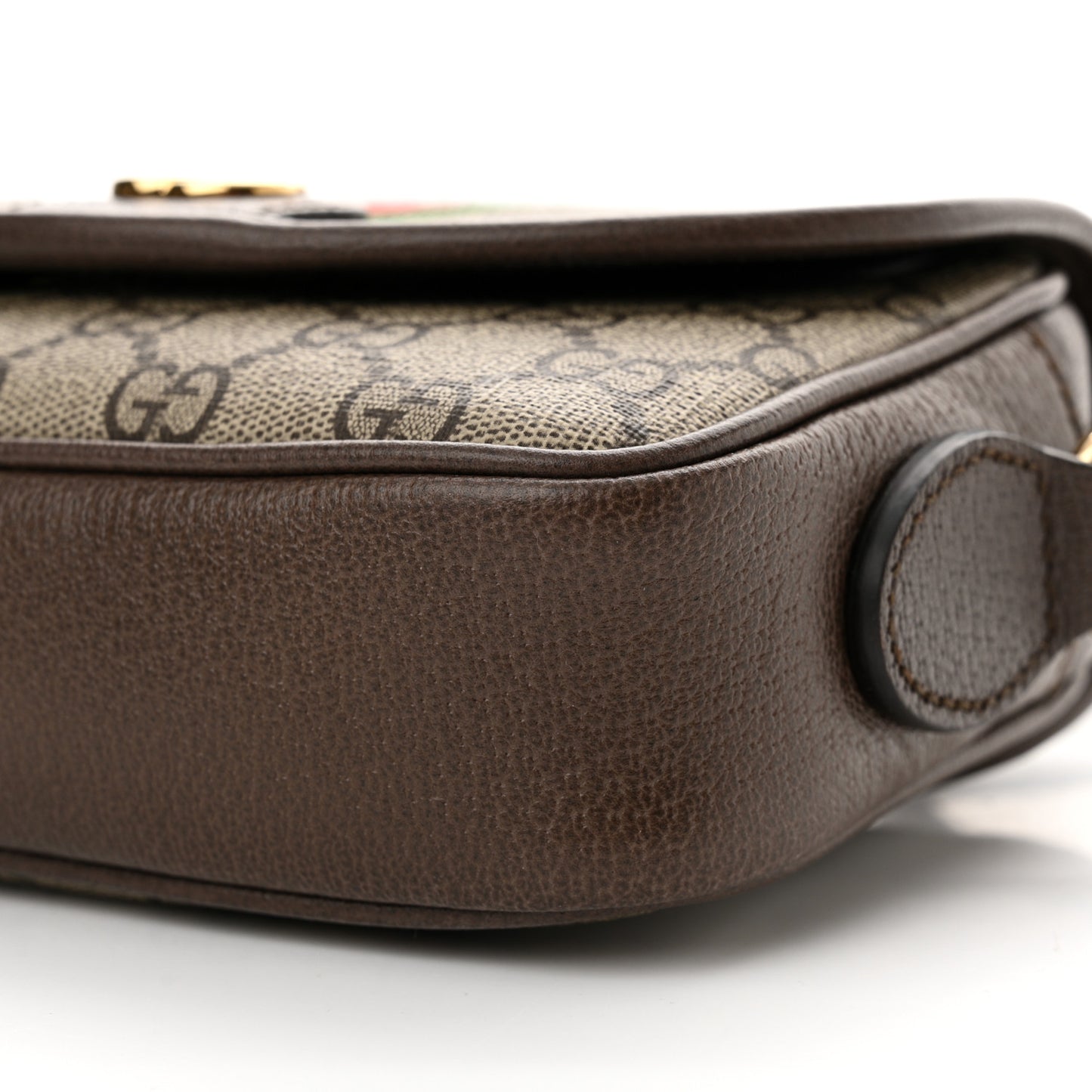 GG Supreme Monogram Textured Dollar Calfskin Mini Ophidia Flap Shoulder Bag Beige Ebony New Acero