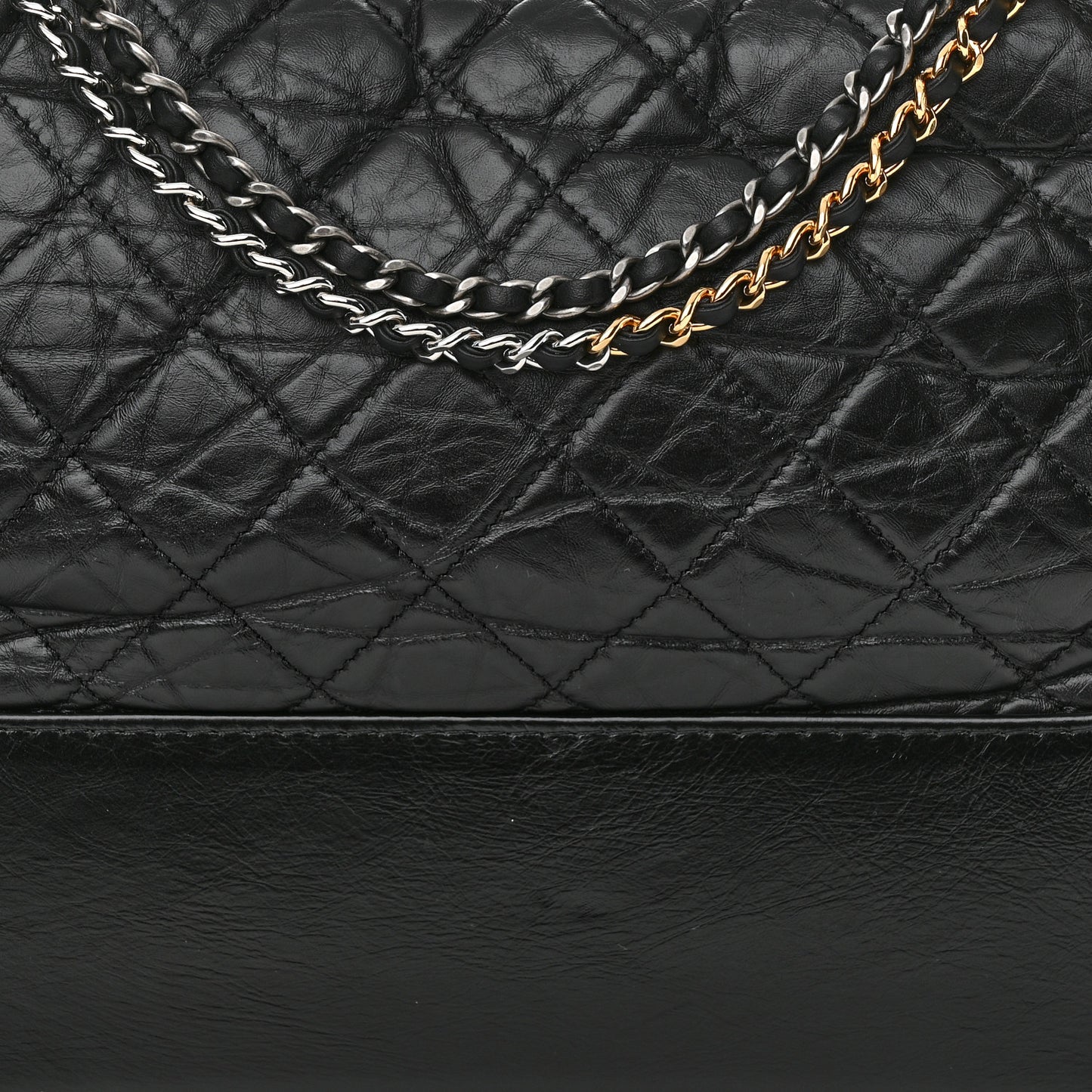 Aged Calfskin Quilted Medium Gabrielle Hobo Black