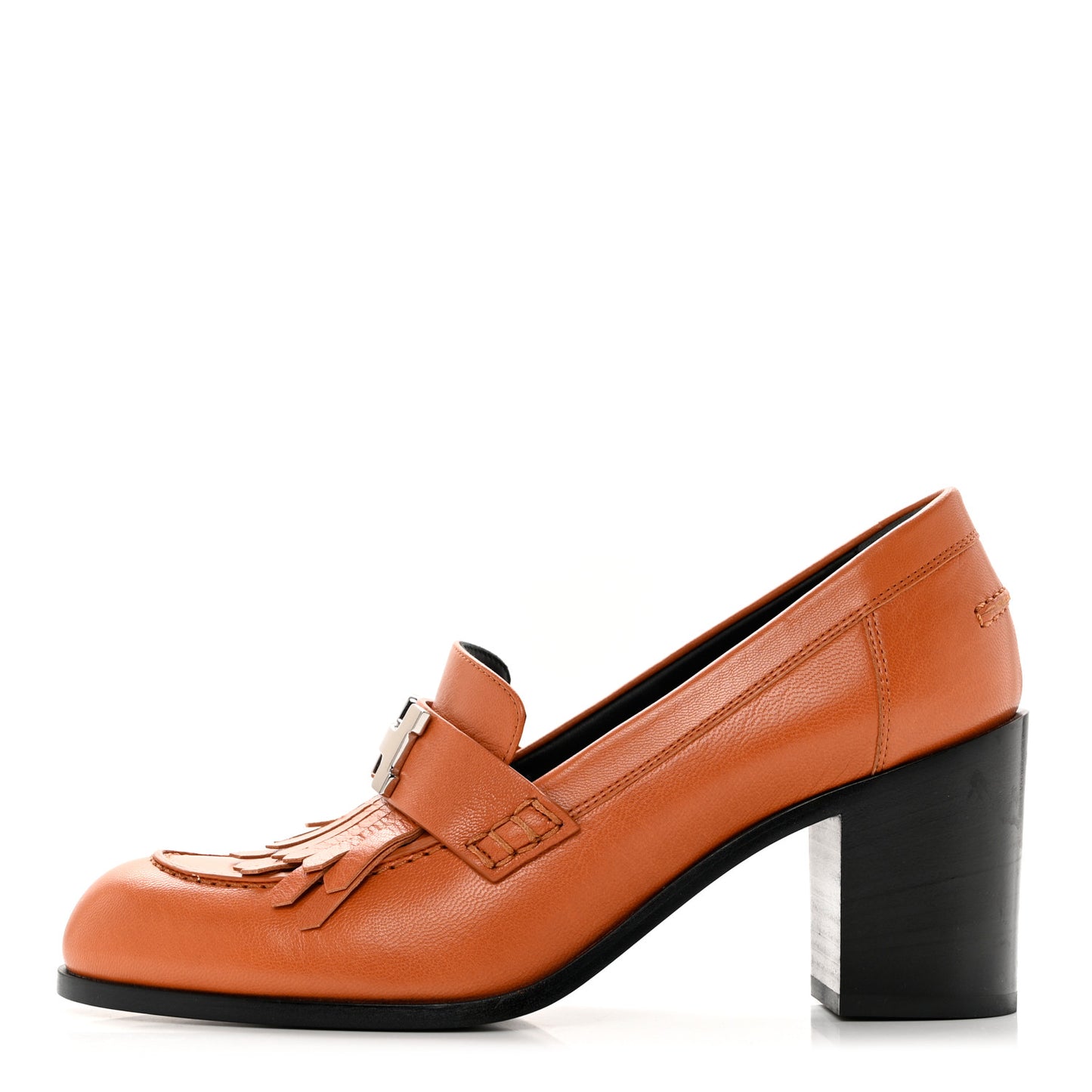 Calfskin Womens Elysee 70 Moccasin Loafer Pumps 38 Natural