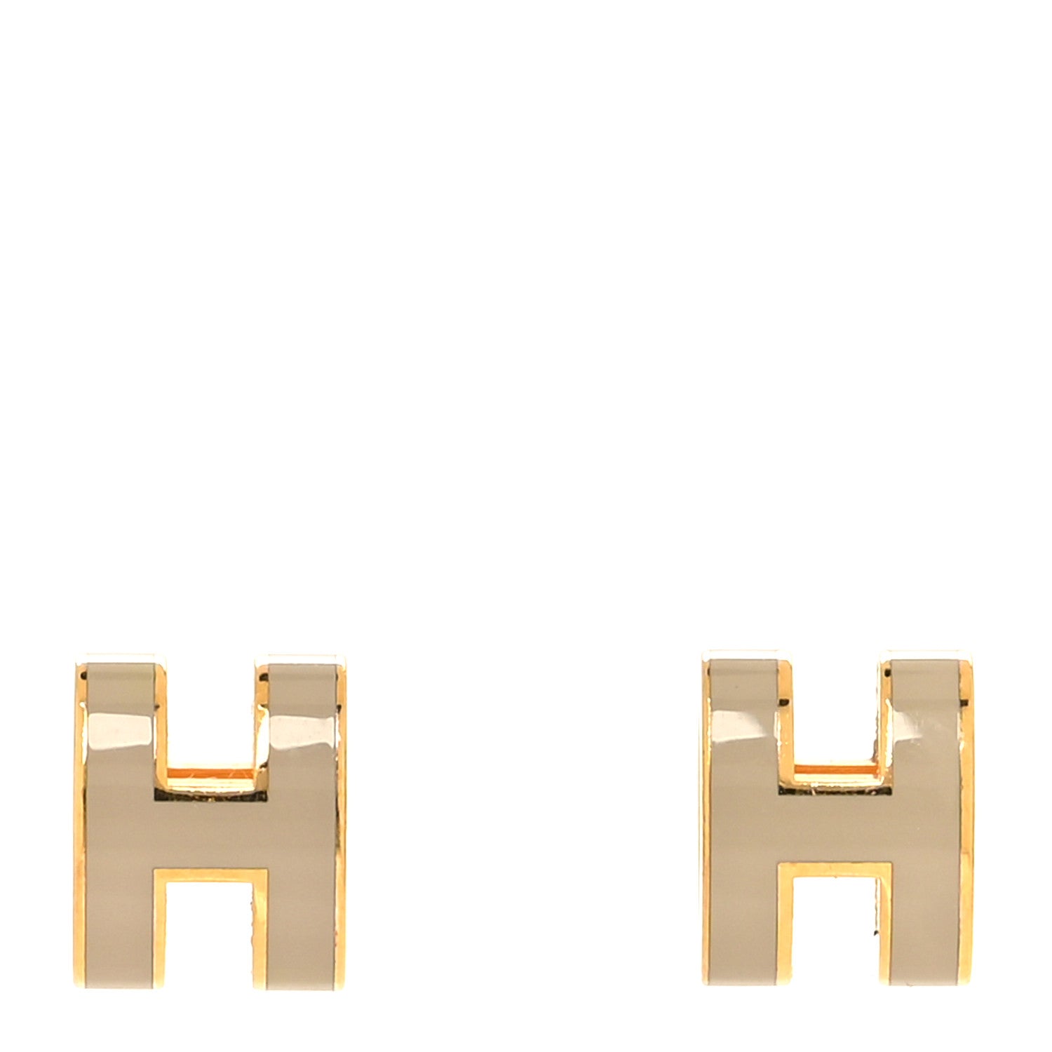 Hermes Gold Lacquered Mini Pop H Earrings Marron Glace 1 of 5