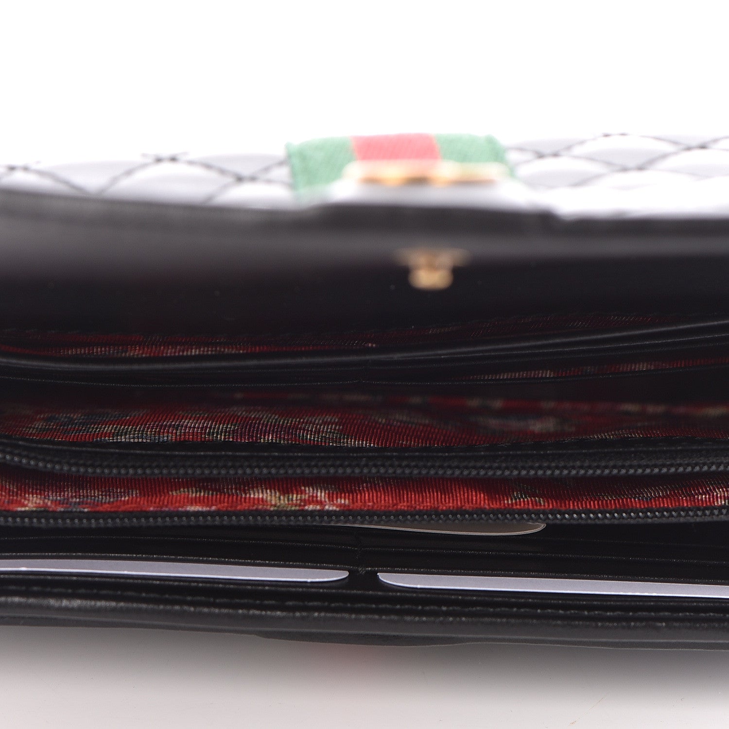 Gucci Calfskin Web Trapuntata GG Continental Wallet Black 5 of 8