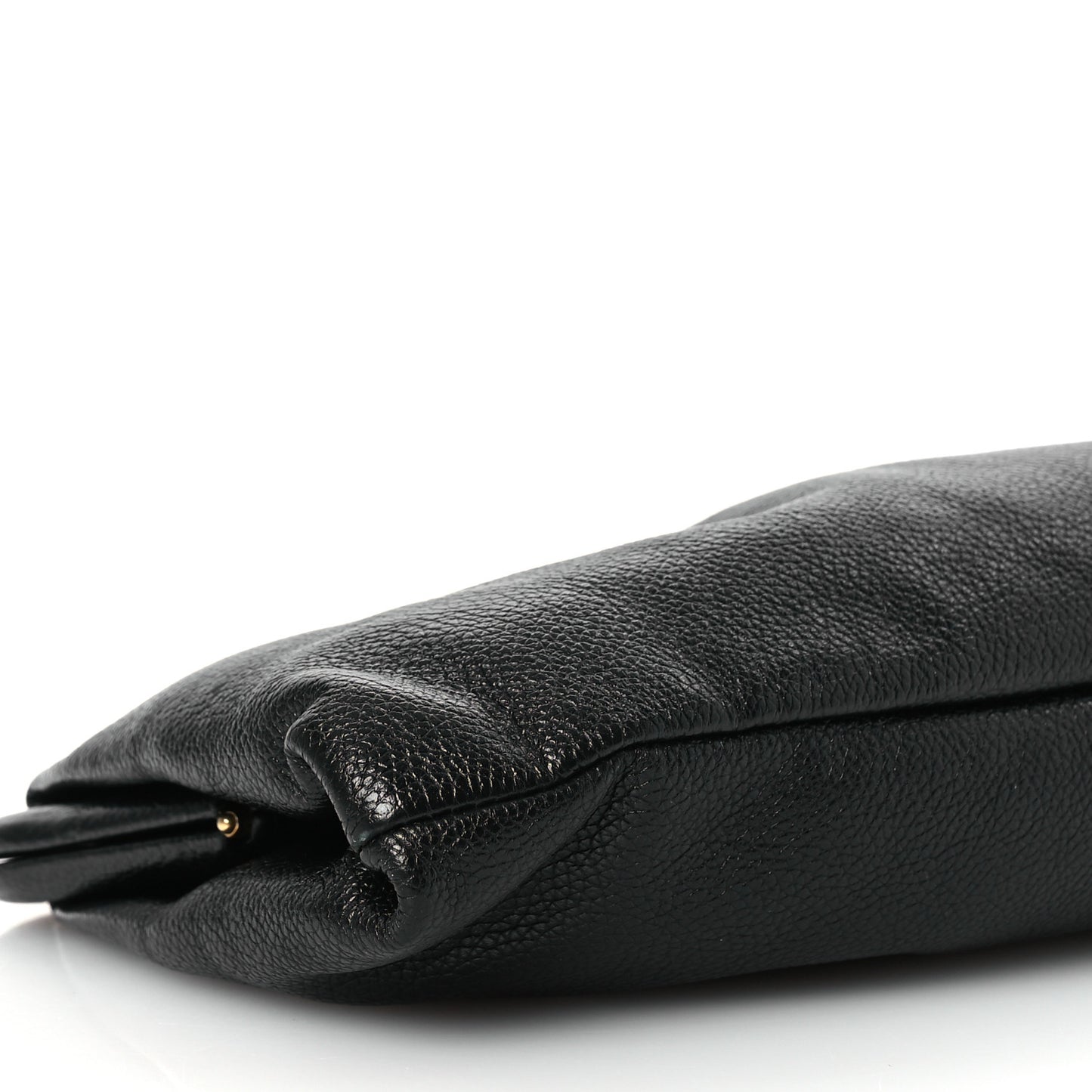 Grained Calfskin Logo Cloud Clutch XL Black