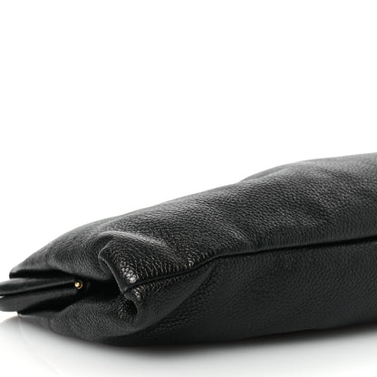 Balenciaga Grained Calfskin Logo Cloud Clutch XL Black 9 of 11