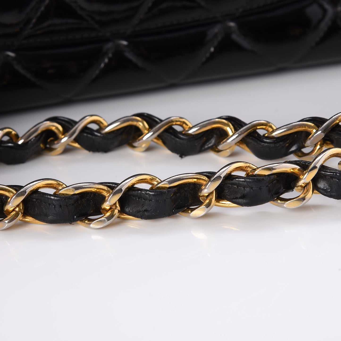 Patent Quilted XL Flap Bag Black