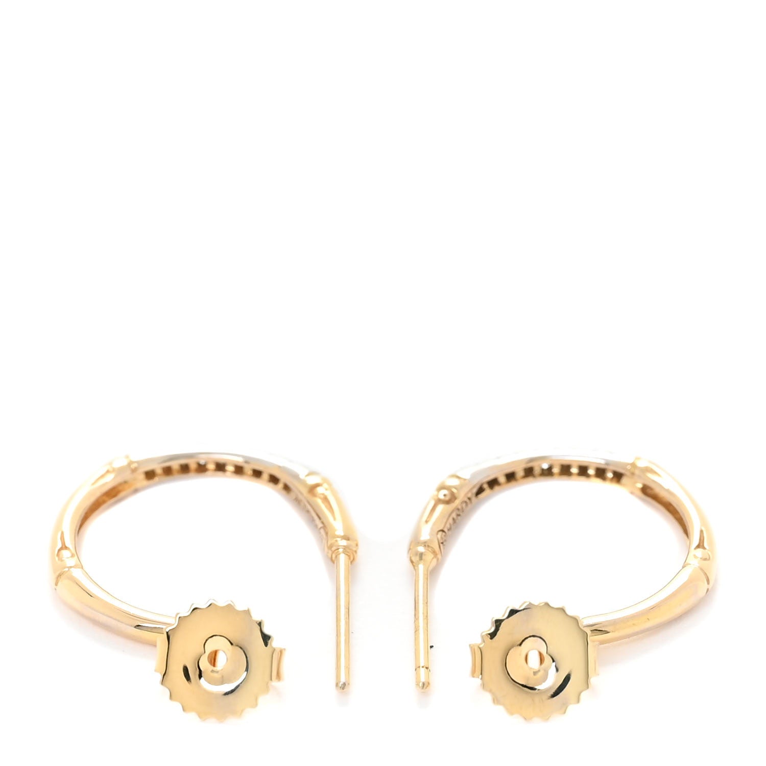 John Hardy 18K Yellow Gold Diamond XS Bamboo Hoop Earrings 6 of 6