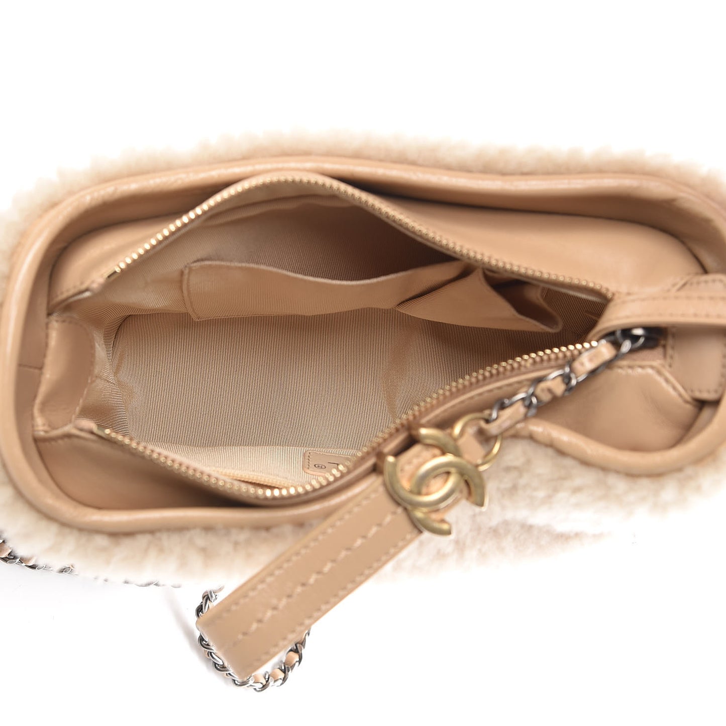 Shearling Small Gabrielle Hobo Dark Beige