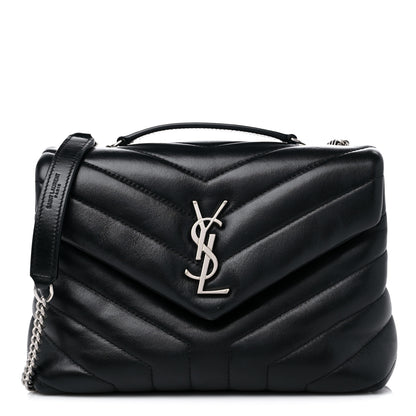 Saint Laurent Calfskin Y Quilted Monogram Small Loulou Chain Satchel Black 1 of 12