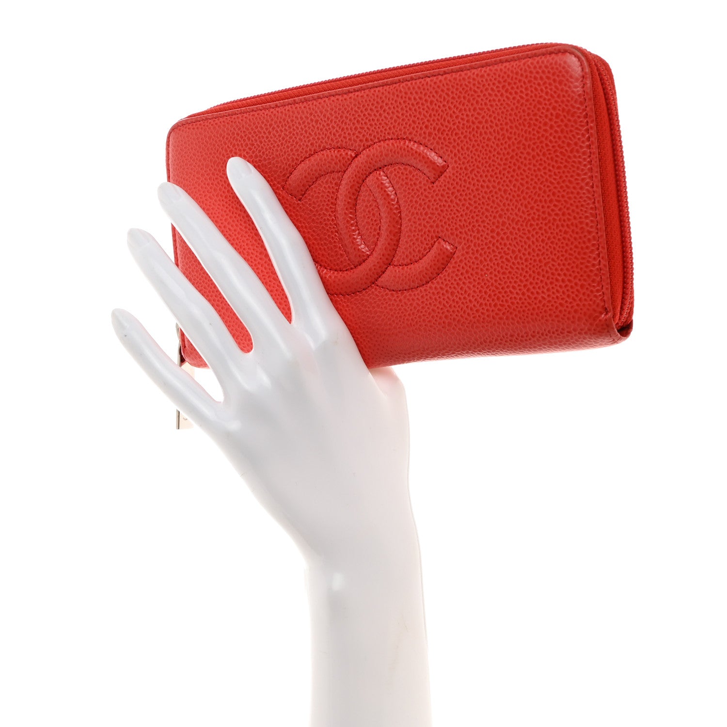 Chanel Caviar Large Timeless CC Zip Around Wallet Red 2 of 9