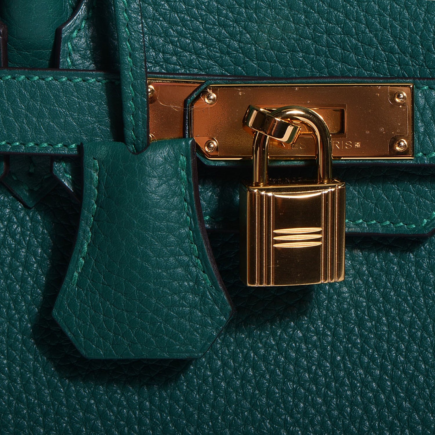 Hermes Taurillon Clemence Birkin 30 Malachite 14 of 19