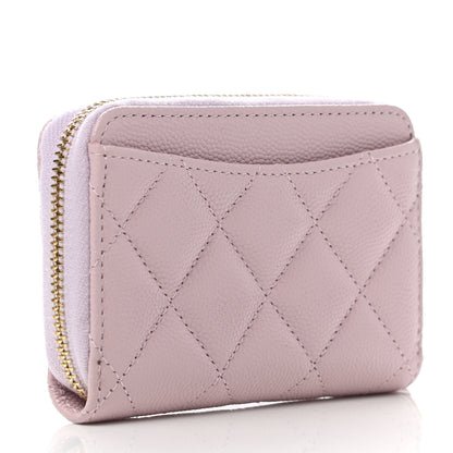 Chanel Caviar Quilted Zip Coin Purse Wallet Pink 2 of 7