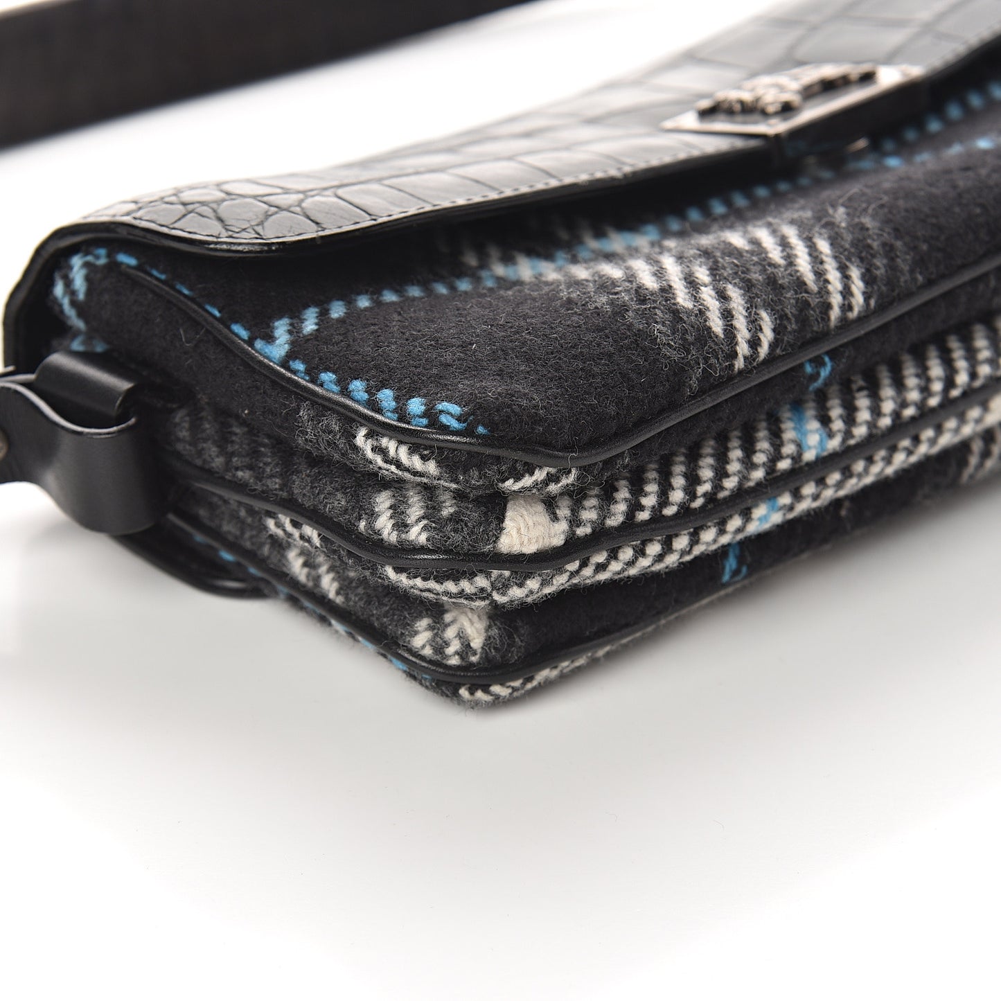 Alligator Tweed Shoulder Bag Black