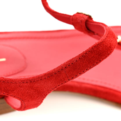 Chanel Suede Calfskin Thong Sandals 36 Red 10 of 12