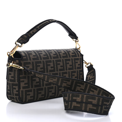 Fendi Fabric Jacquard FF 1974 Medium Baguette Tobacco Moro Black 1 of 4