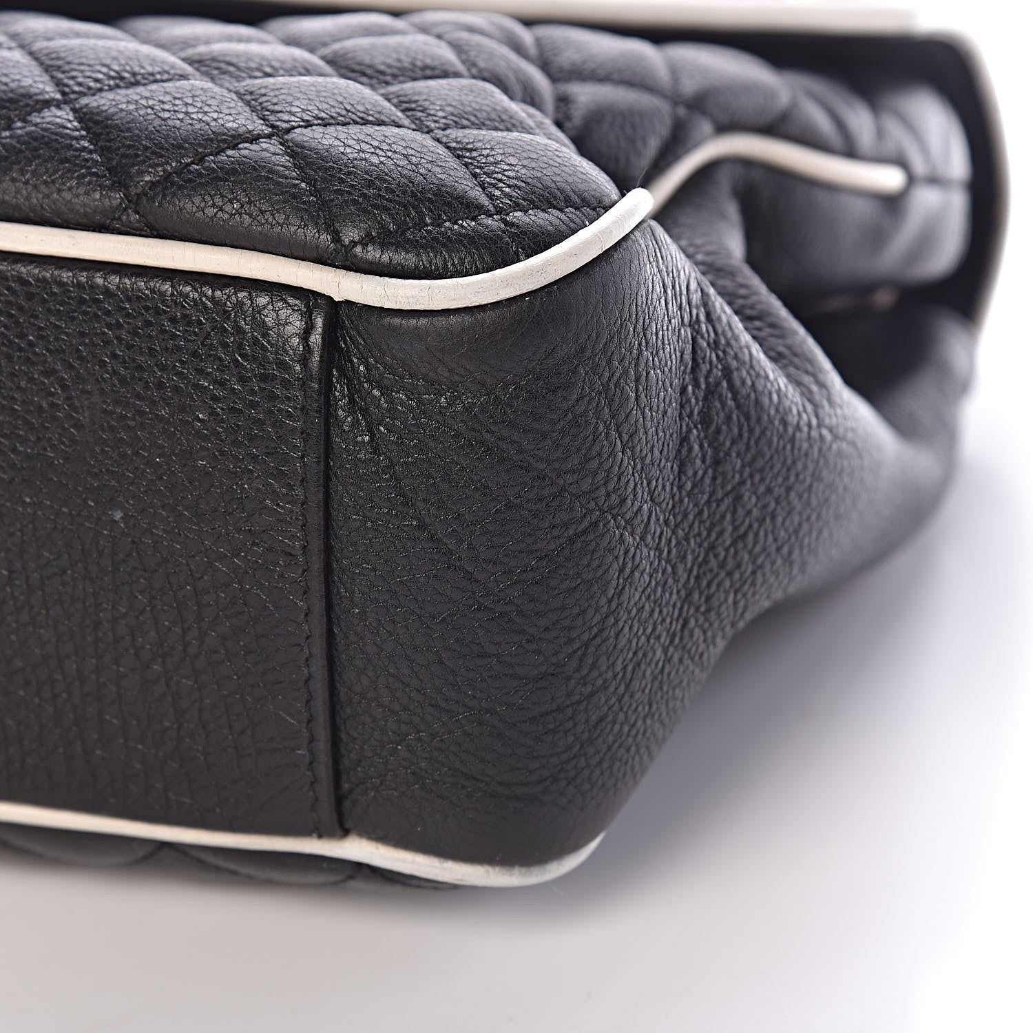 Saint Laurent Calfskin Mixed Matelasse Triquilt Large Monogram Envelope Satchel Black White 6 of 11