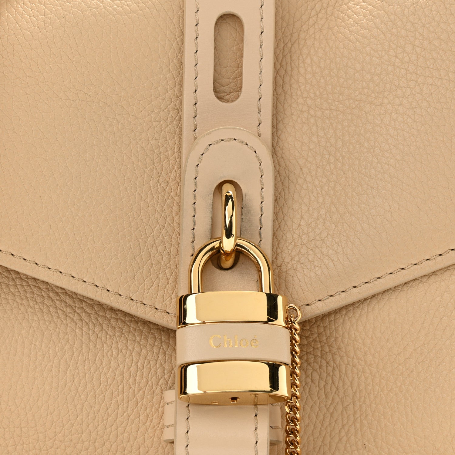 Chloe Shiny Grained Calfskin Medium Aby Day Shoulder Bag Blondie Beige 8 of 10