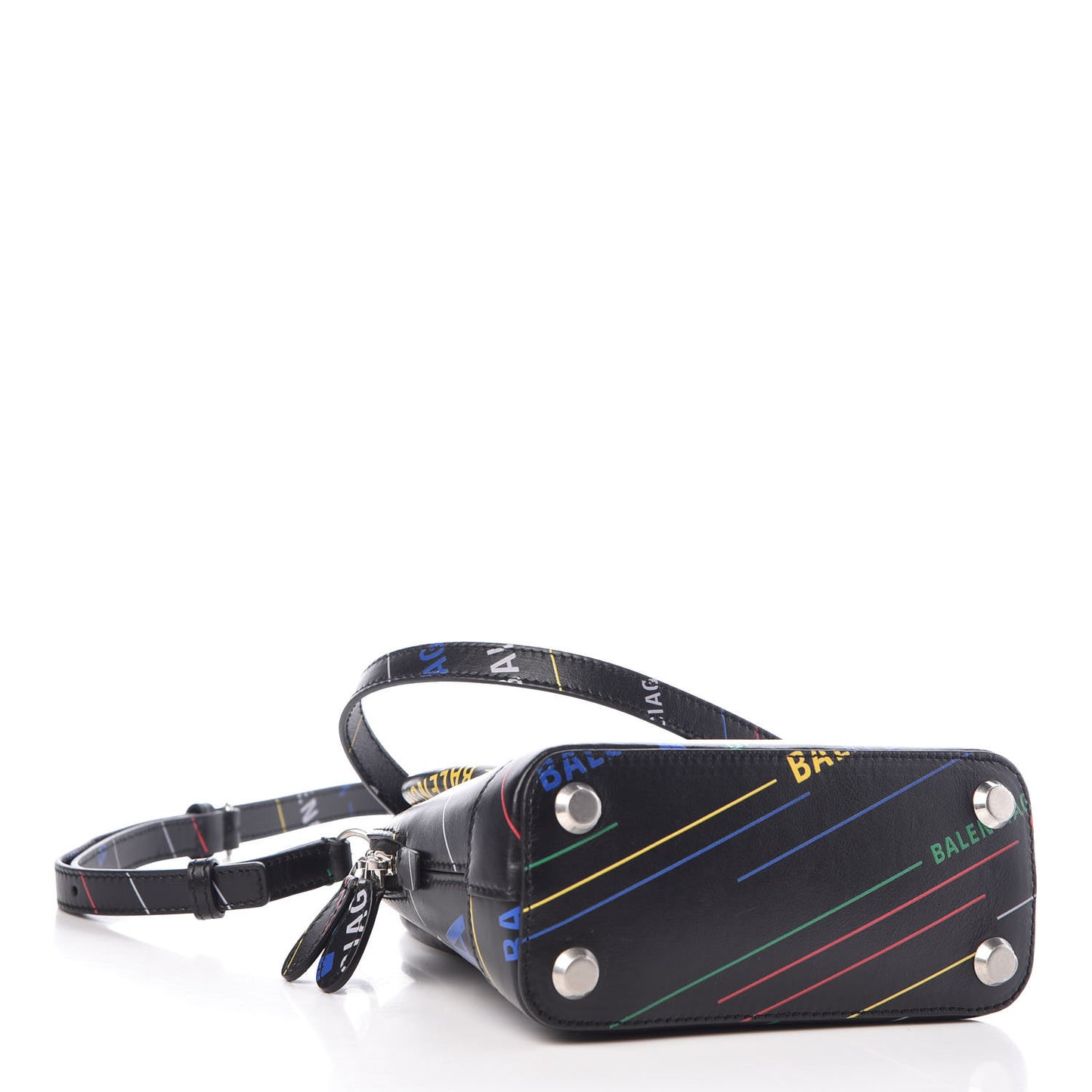 Calfskin Logo Print XXS Ville Top Handle Bag Black Multicolor