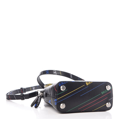 Balenciaga Calfskin Logo Print XXS Ville Top Handle Bag Black Multicolor 4 of 8