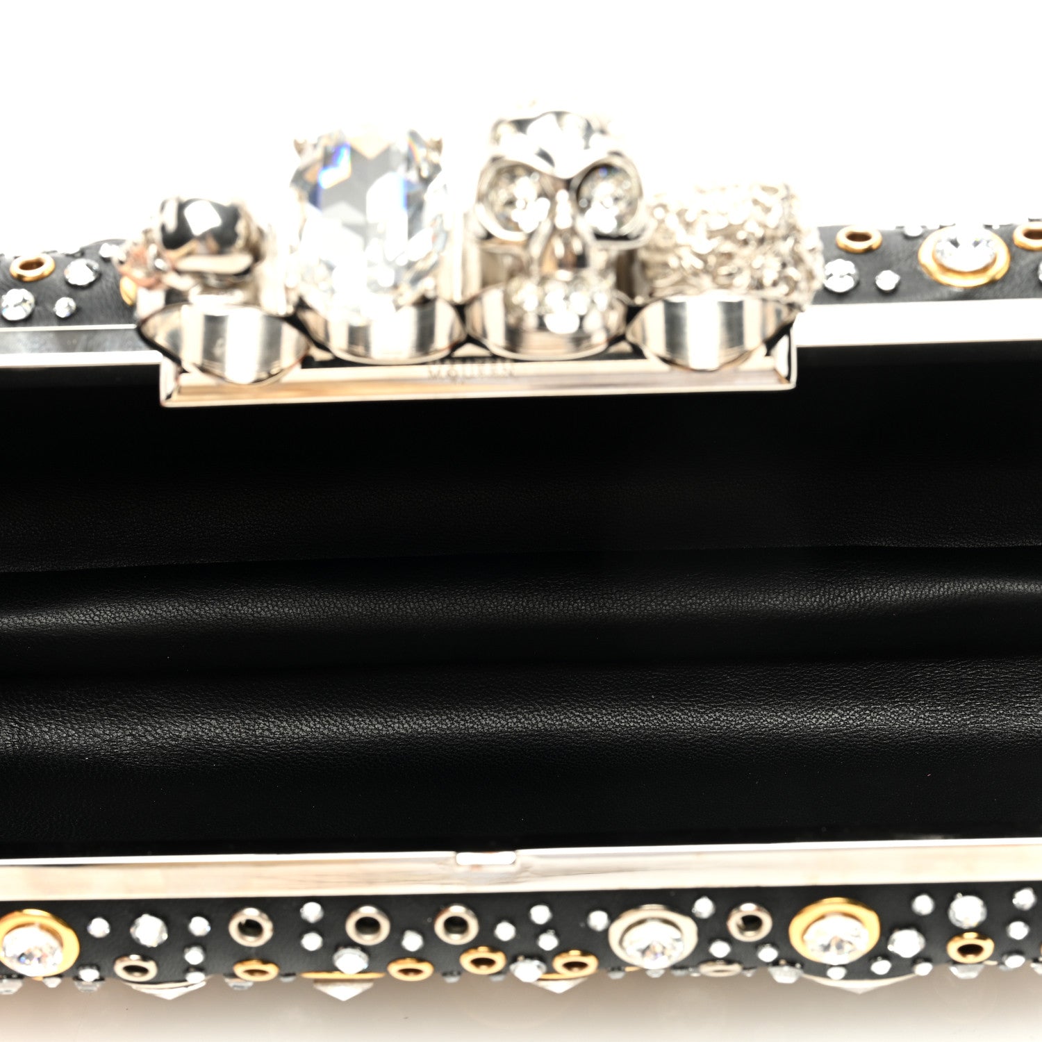 Alexander McQueen Nappa Crystal Skull Knuckle Box Clutch Black 5 of 9