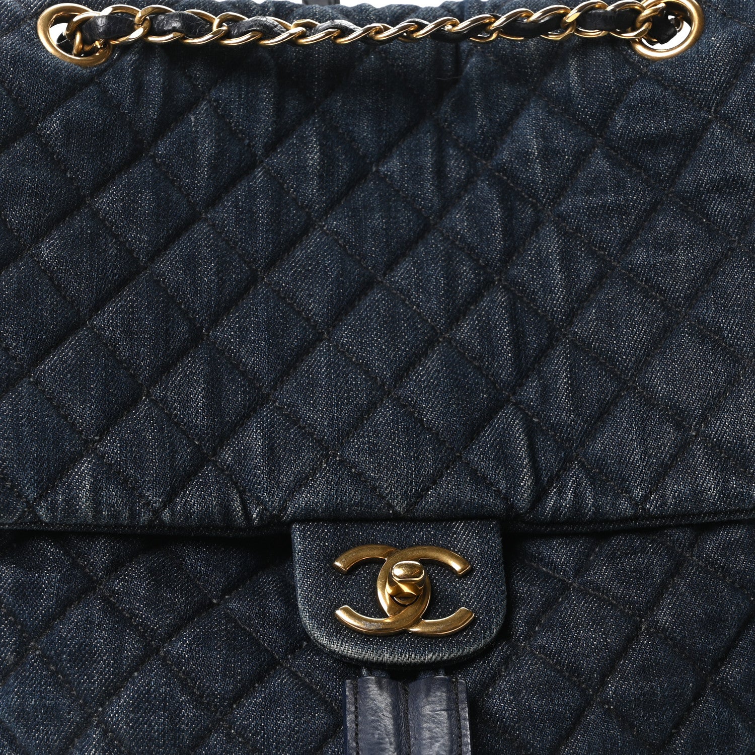 Chanel Washed Denim Quilted Large Urban Spirit Backpack Dark Blue 8 of 10
