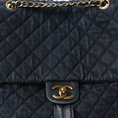 Chanel Washed Denim Quilted Large Urban Spirit Backpack Dark Blue 8 of 10
