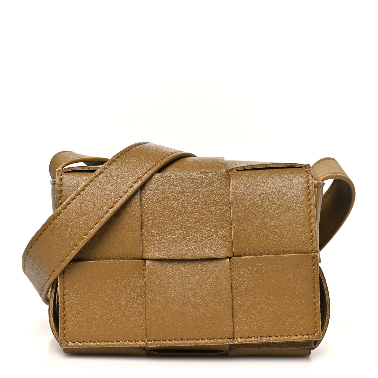 Bottega Veneta Lambskin Maxi Intrecciato Extra Mini Cassette Crossbody Bag Ochre 1 of 9