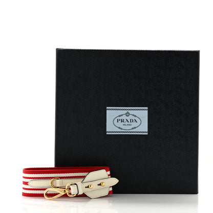 Prada Saffiano Striped Fabric Nastro Righe Shoulder Strap Fuoco 7 of 7