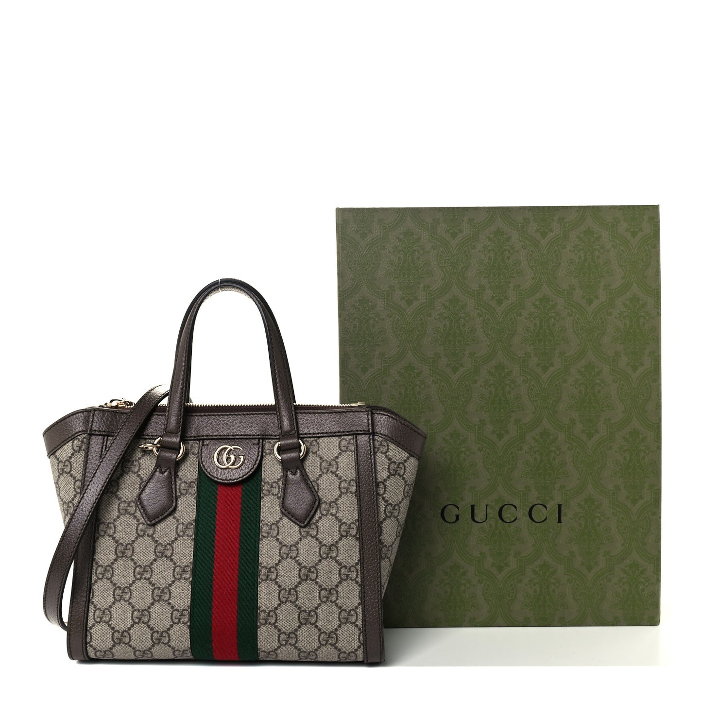 GG Supreme Monogram Small Ophidia Tote Bag Brown