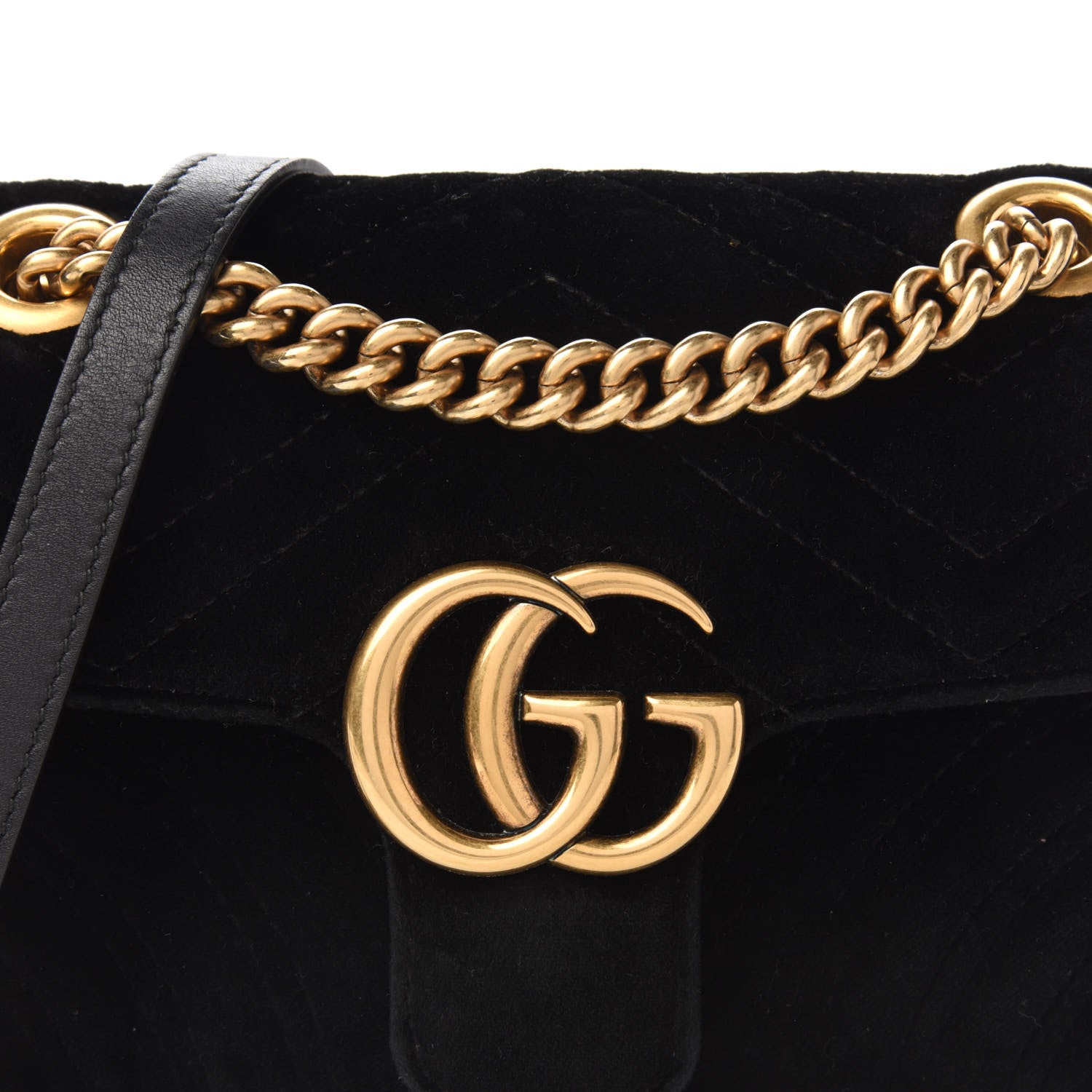 Gucci Velvet Matelasse Mini GG Marmont Shoulder Bag Black 10 of 10