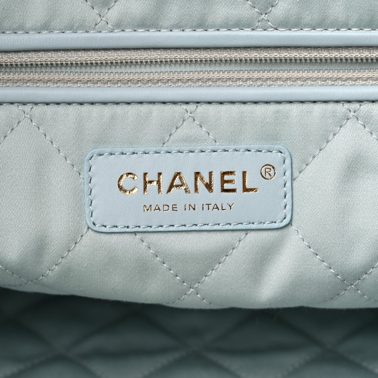 Iridescent Calfskin Quilted Chanel 22 Blue Green