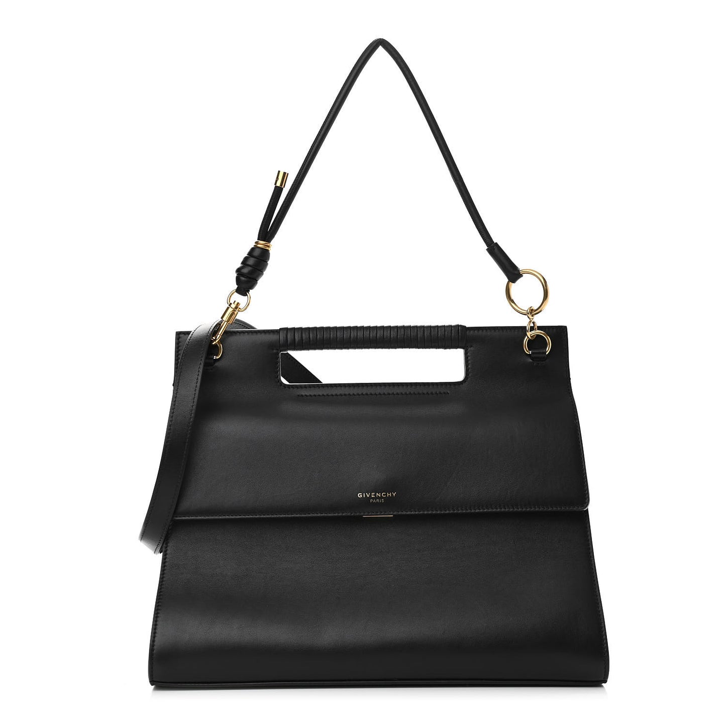 Calfskin Large Whip Top Handle Shoulder Bag Black