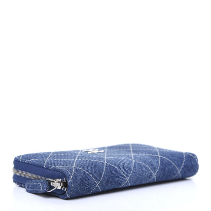 Chanel Denim Quilted Medium Zip Wallet Blue 4 of 9