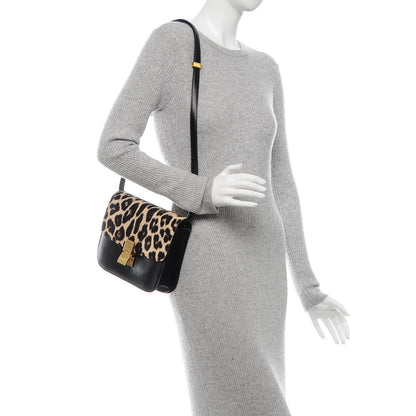 Celine Box Calfskin Pony Hair Leopard Medium Box Flap Black 2 of 6