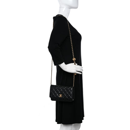 Chanel Lambskin Quilted Pearl Crush Wallet On Chain WOC Black 2 of 13