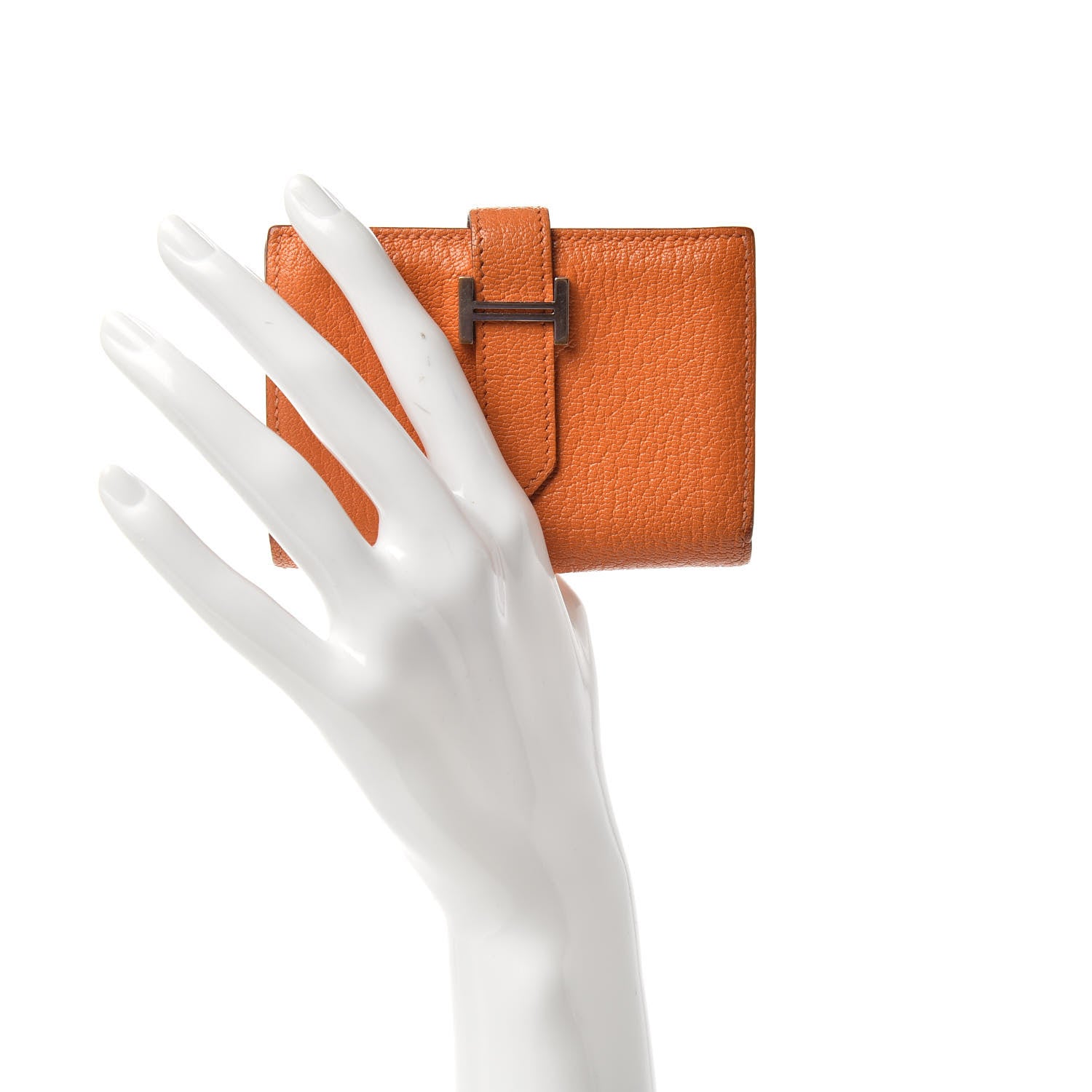 Hermes Chevre Mysore Mini Bearn Wallet Orange 2 of 6