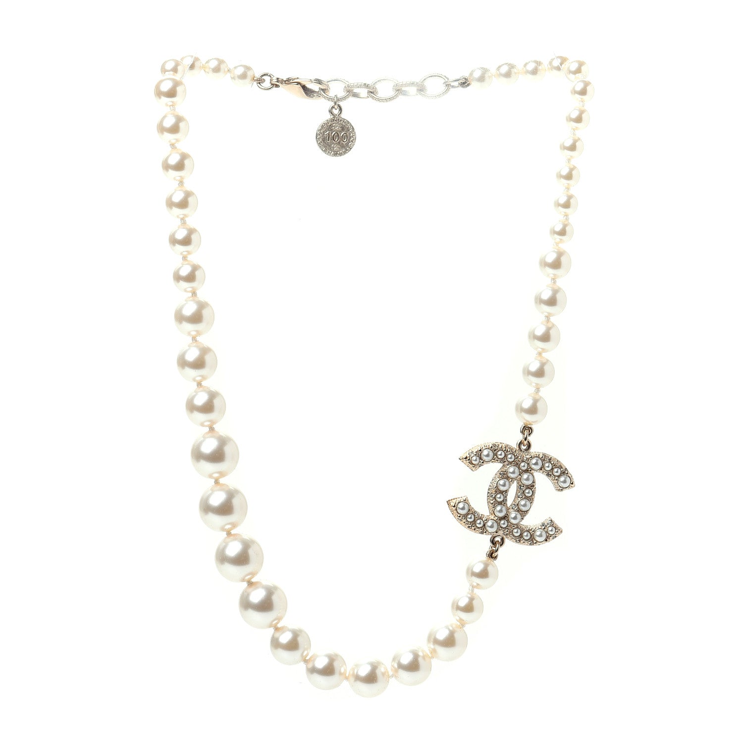 Chanel Pearl CC 100th Anniversary Necklace Light Gold 3 of 6